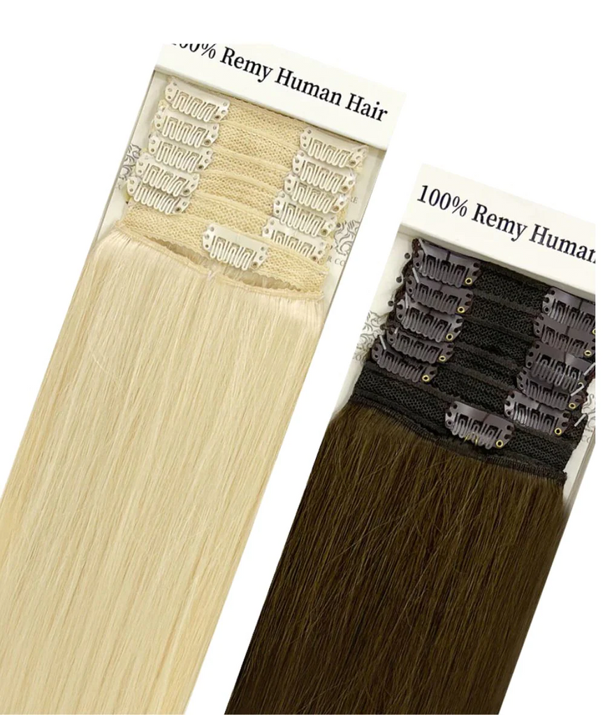 Hair Couture Neophilia 9 Pcs Clip On Extensions 18" - Color 4 | 100% Remy Human Hair - 885148329172