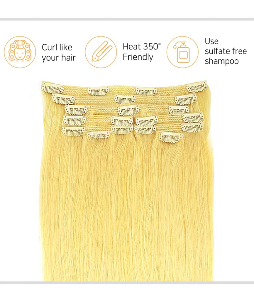Hair Couture Neophilia 9 Pcs Clip On Extensions 18" - Color 4/27 | 100% Remy Human Hair - 885148329189