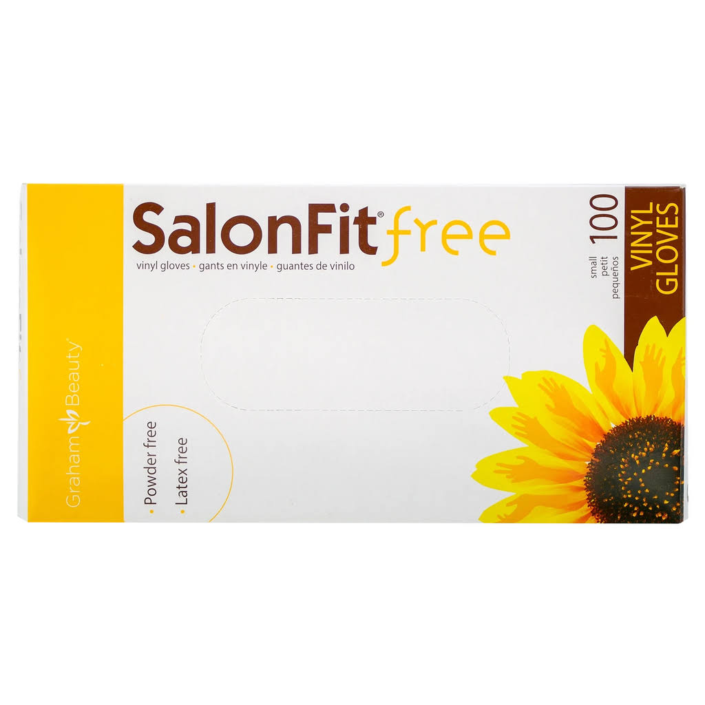 Graham Beauty SalonFit Free Vinyl Clear Gloves - 100 Count / Small | Chemical Protection
