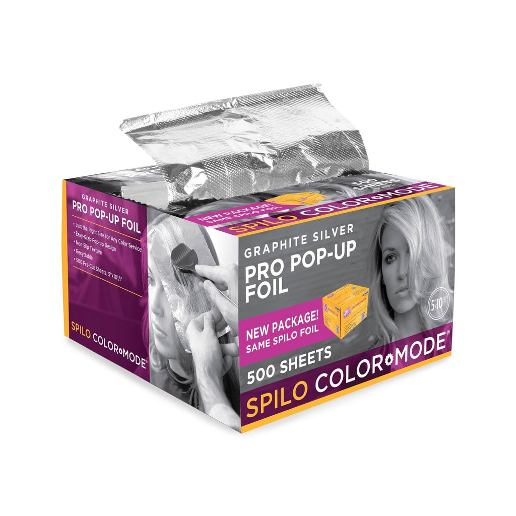 Spilo ColorMode Graphite Silver Pro Pop-Up Aluminum Foil - 500 Count (5" x 10.75") | For Streaking, Weaving, Frosting & All Coloring