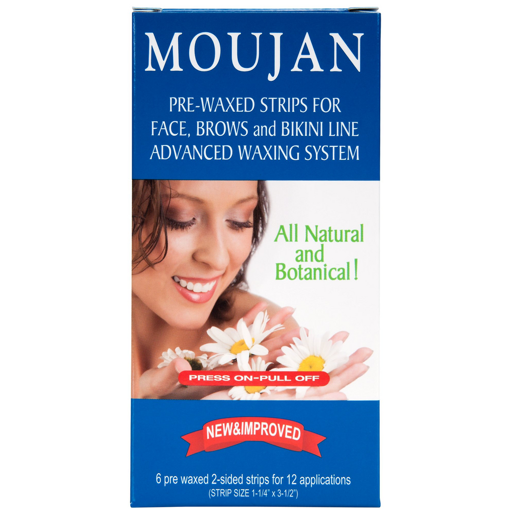 Moujan Press On Pull Off Pre-waxed Strips for Face (12 Applications)