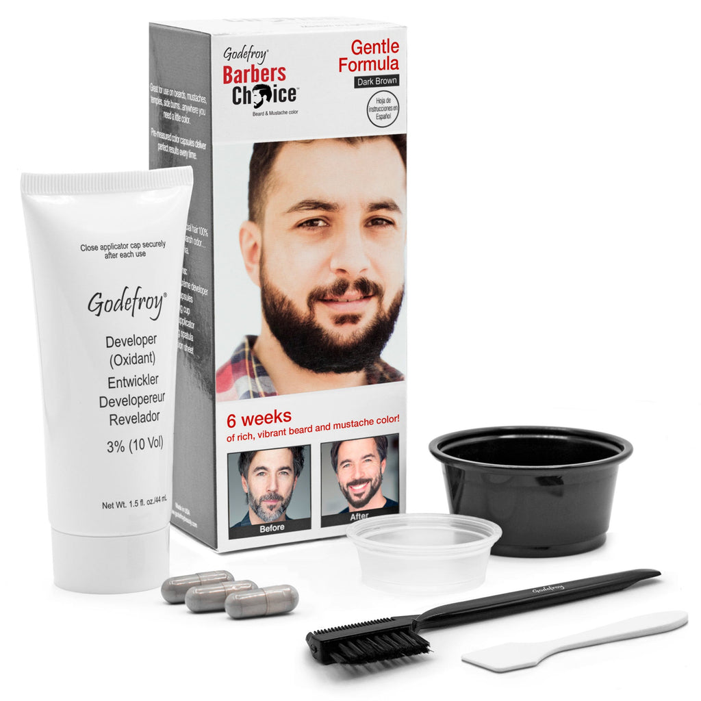 Godefroy Barber's Choice Beard & Mustache Color (3 Application Kit) - Dark Brown - 186297000852