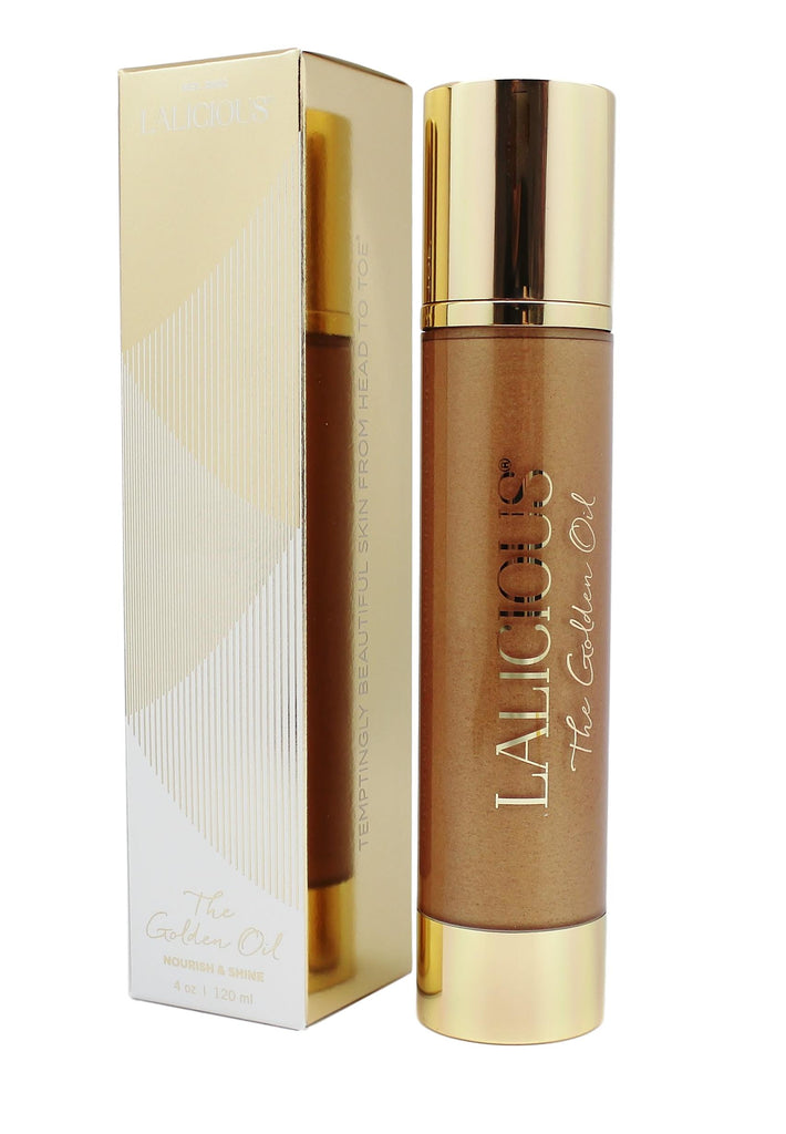 LaLicious The Golden Oil - Shimmering Marula, Macadamia & Coconut Beauty Body Oil with Natural Mica 4 Oz - 859192005146