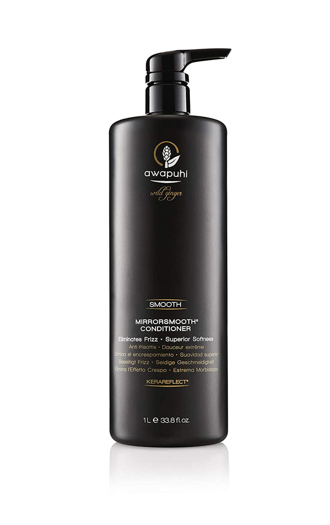 Paul Mitchell Awapuhi Wild Ginger Mirrorsmooth Conditioner Liter | Eliminates Frizz | Superior Softness | Kerareflect | For Frizzy & Color-Treated Hair - 9531124414