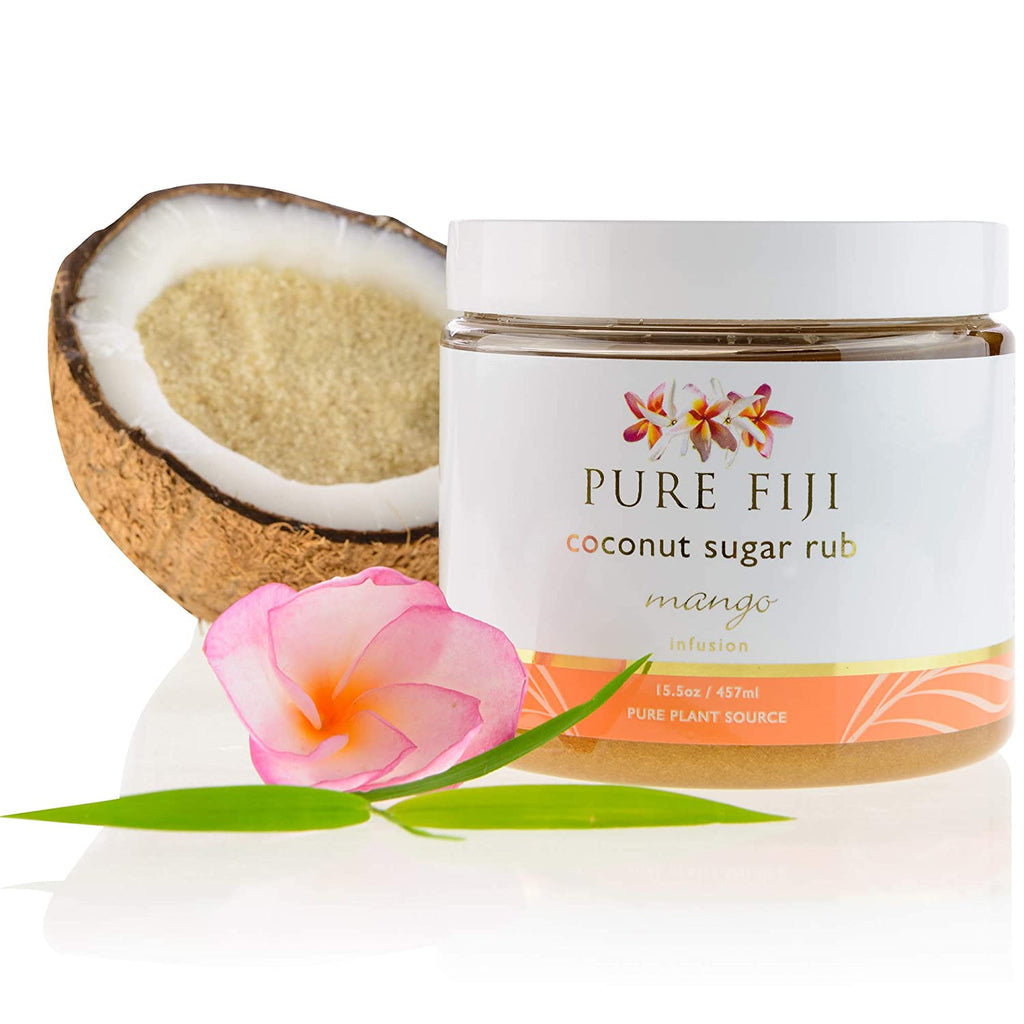 Mango - Pure Fiji Coconut Sugar Rub 15.5 oz | Coconut Body Scrub | Smooths and Softens Skin | Organic Exfoliating Sugar Scrub for Body - 698876147242