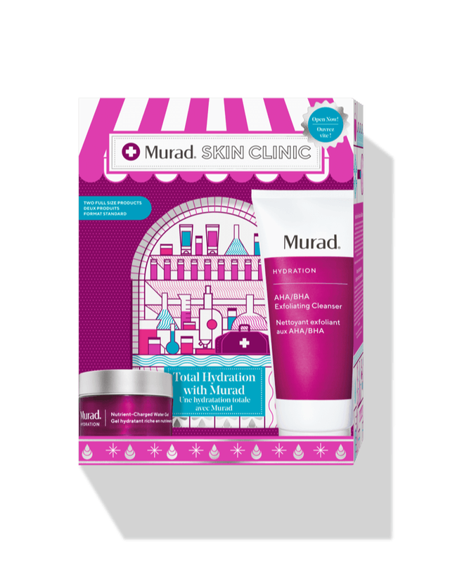 Murad Skin Clinic Total Hydration with Murad Kit | Nutrient-Charged Water Gel | AHA/BHA Exfoliating Cleanser - 767332925974