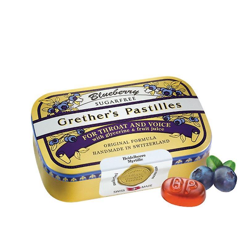 Grether's Pastilles Blueberry Sugar Free 3.75 oz | For Throat And Voice | With Glycerine & Fruit Juice - 364031000478