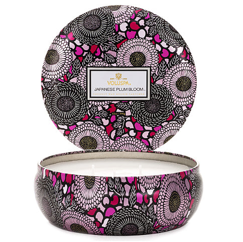 Japanese Plum Bloom 3 Wick Tin Candle - 806644722120