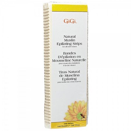 073930006107 - GiGi Large Natural Muslin Epilating Strips - 100 Pack | For All Soft Waxes